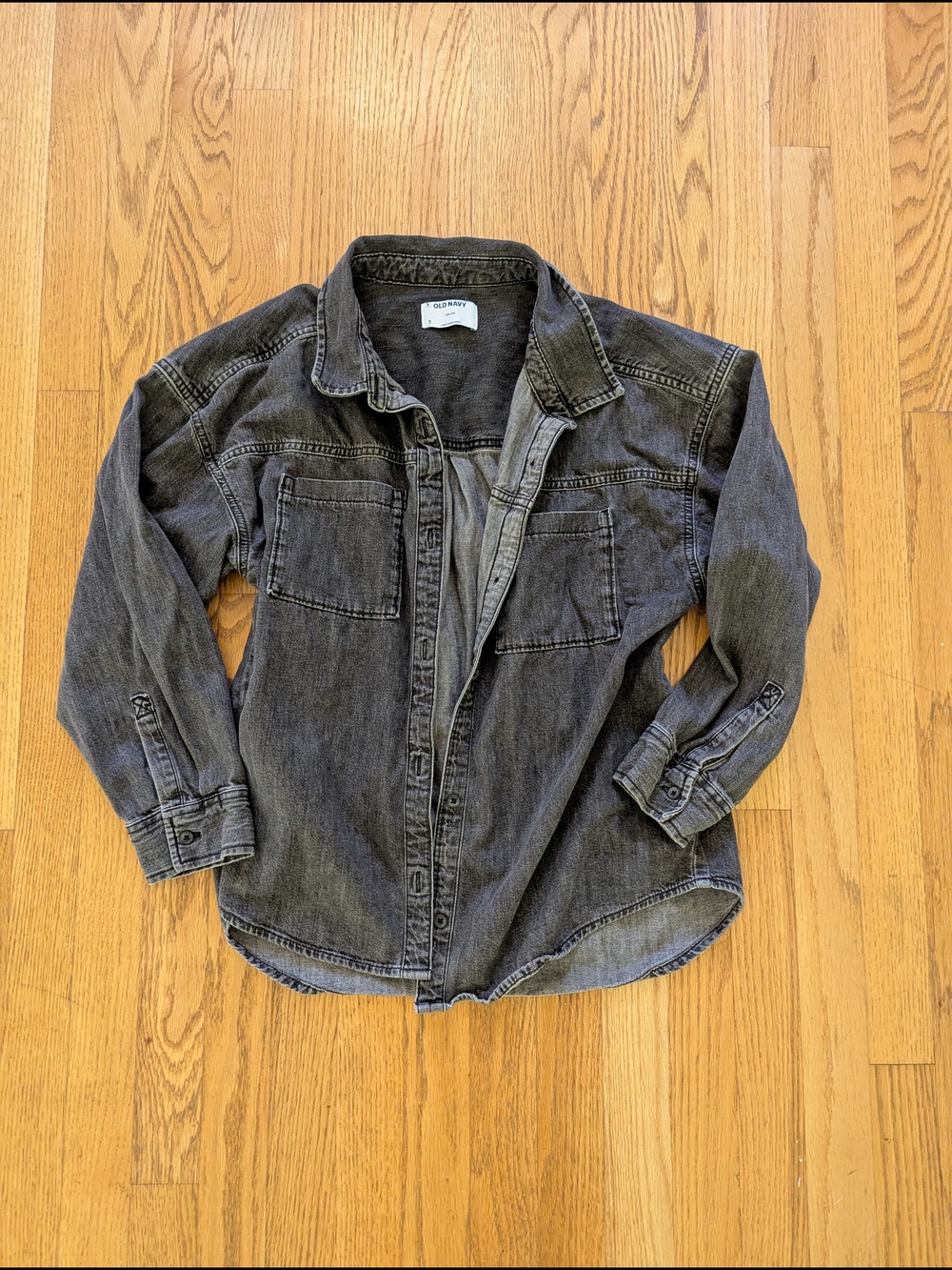 Old Navy Faded Black Button-Up Denim Shirt